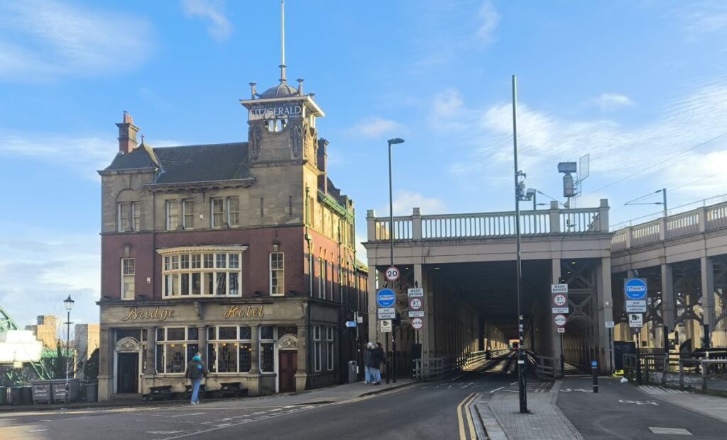 The Bridge Hotel Newcastle with the High Level Bridge alongside