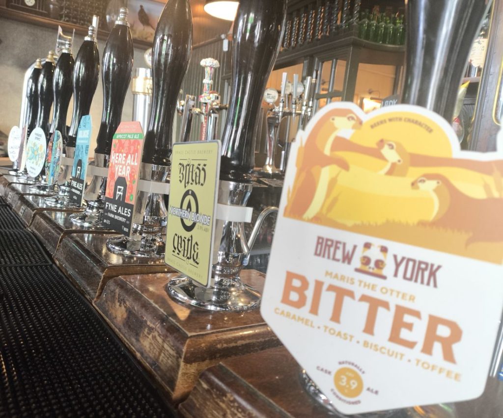 Real ale pumps on the bar at Lady Grey' Newcastle