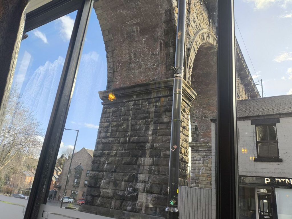 Durham railway viaduct from the Station House in Durham.
