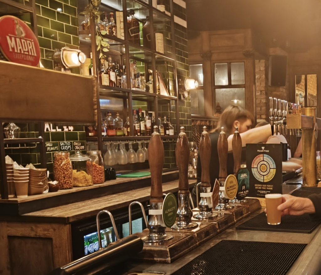 The bar of the Gunner Tavern Newcastle