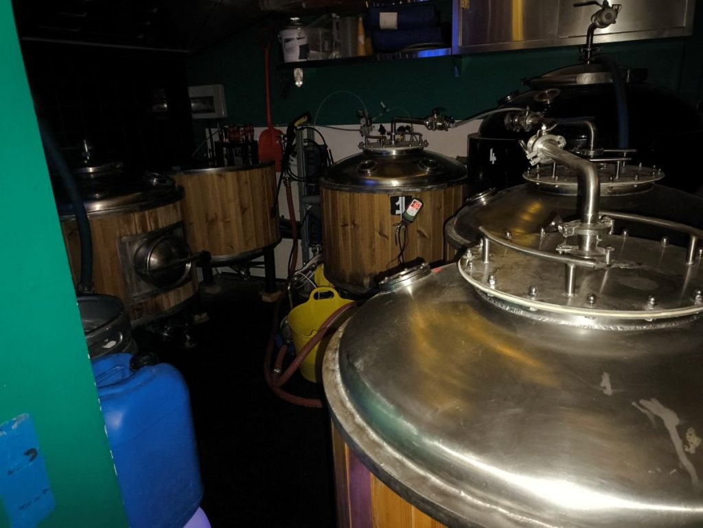 Brewing equipment at the rear of the bar in Luckies Bar on Jesmond Road Newcastle