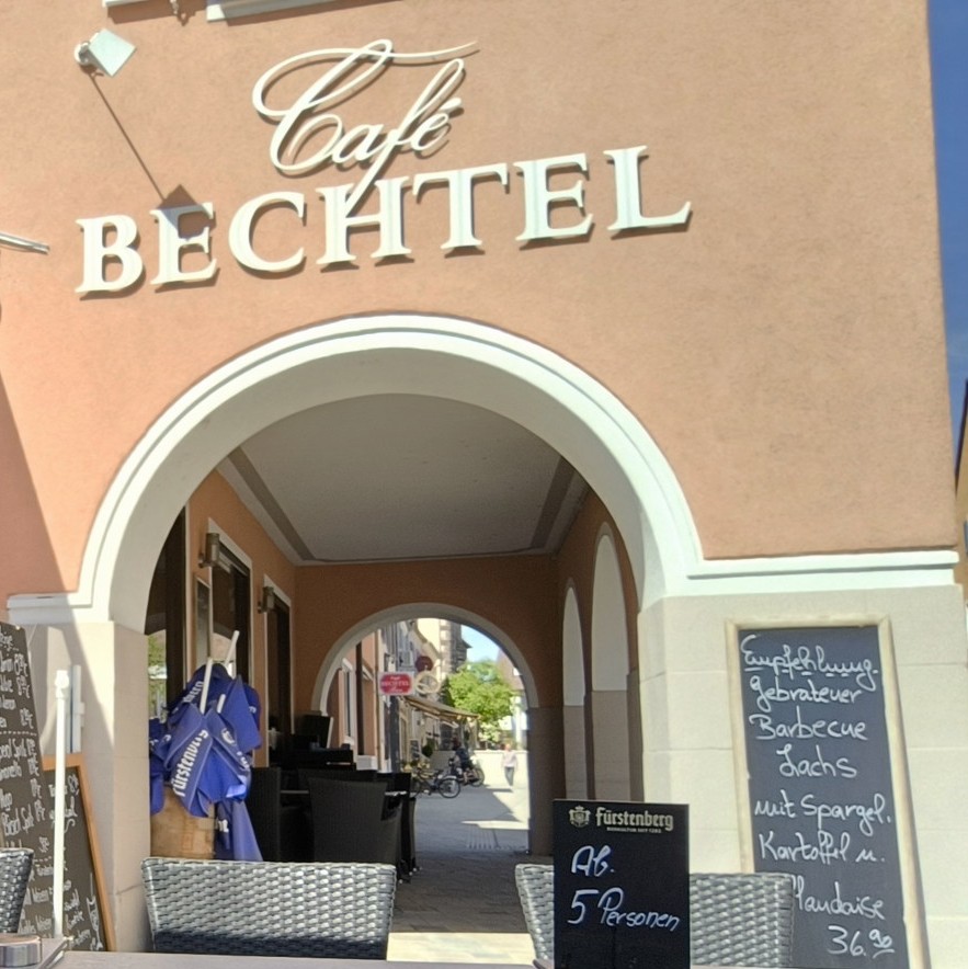 Sign of the Cafe Bechtel in Breisach Germany