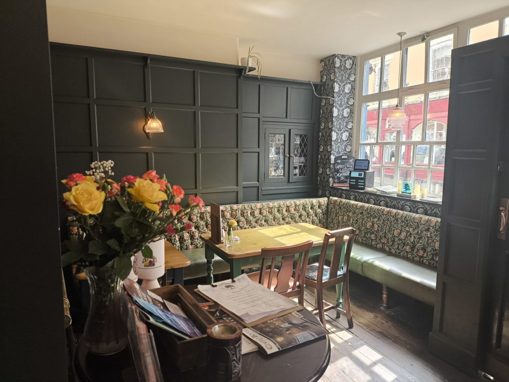 Snug seating area inside the Heart of Northumberland Pub on Market Street in Hexham