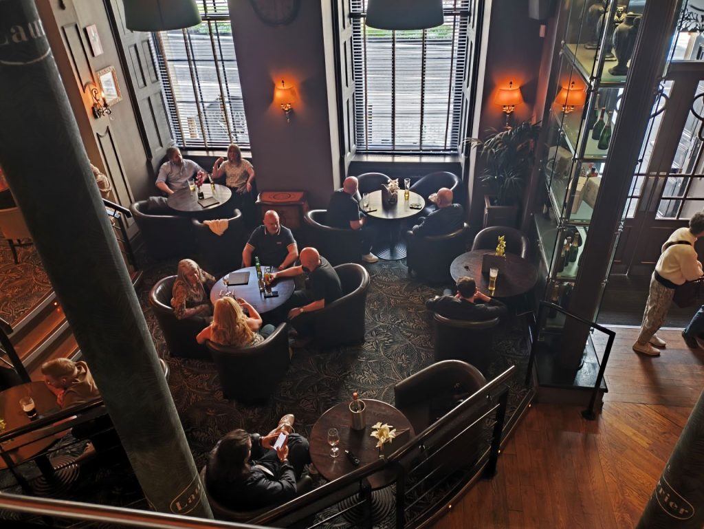 Barluga Grey Street Newcaslte from the mezzanine level showing people enjoying a drink