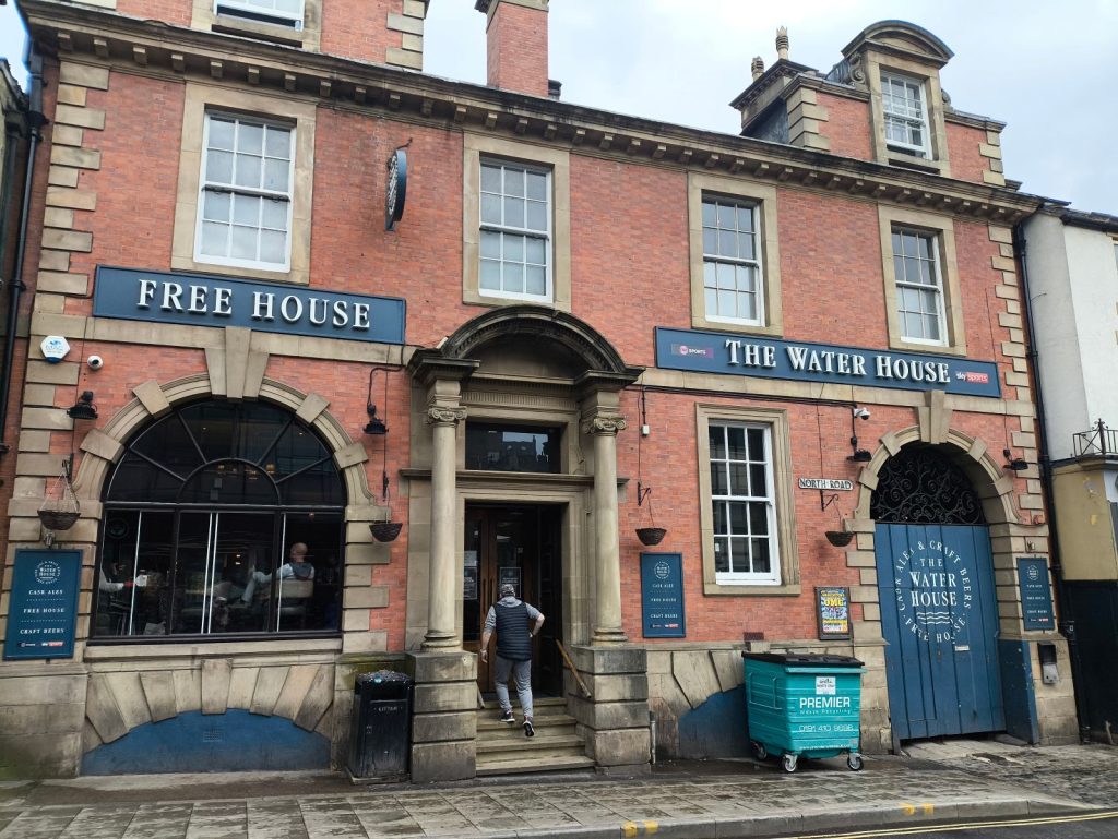The Water House pub, North Road, Durham showing external features.