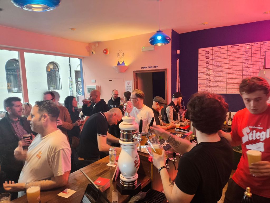 A busy Mosaic Bar on Pink Lane Newcastle with drinkers and bar staff
