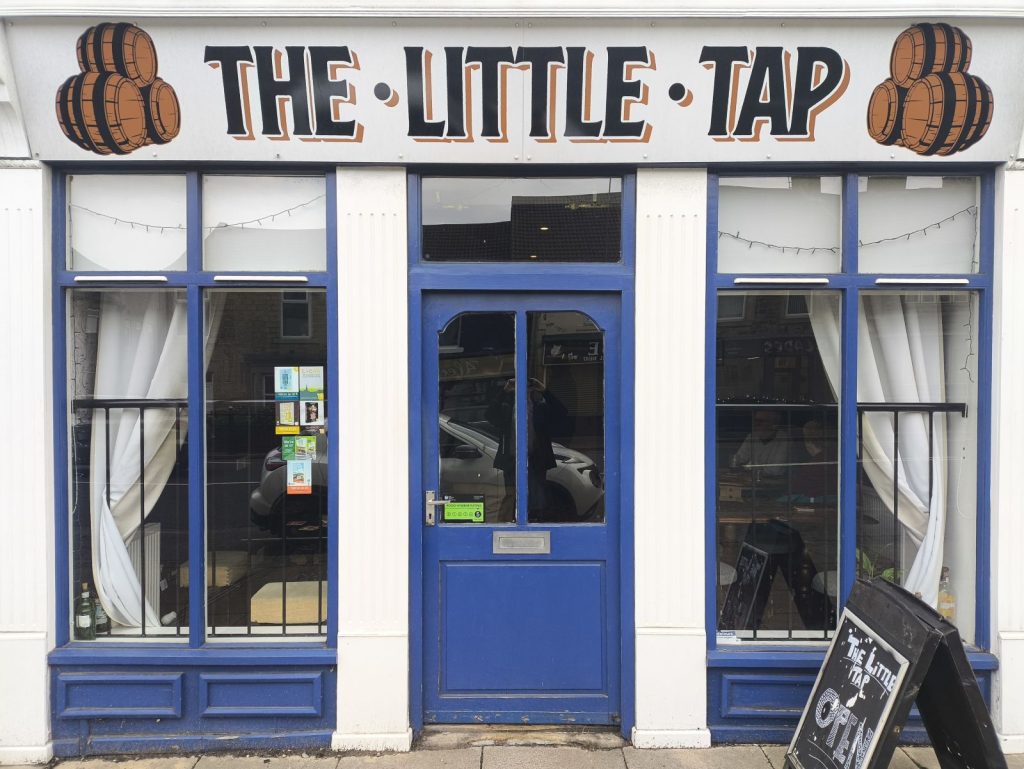 A postcard style view of the outside of The Little Tap micropub in Spennymoor, County Durham.