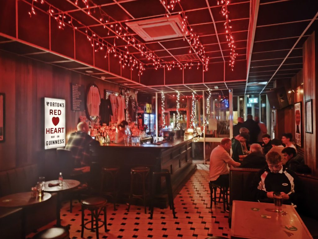 The bar of the Ulster Sports Club.