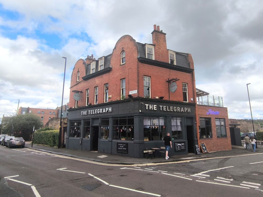 A panoramic view of the Telegraph Pub in Newcastle.